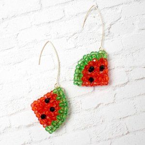 Clear Beaded Watermelon Fun Chunky Earrings